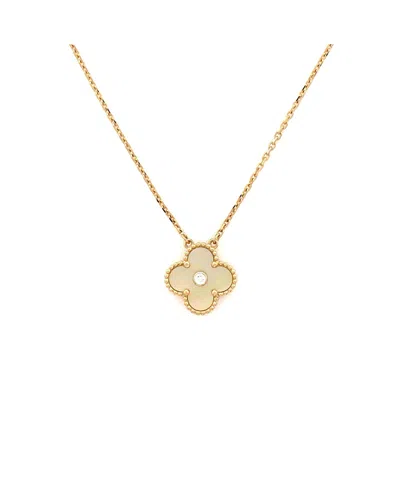 Pre-owned Pre-owned Van Cleef & Arpels  Van Cleef & Arpels Vintage Alhambra Pendant Necklace 18k Gold And Gold Mother Of Pearl Wit