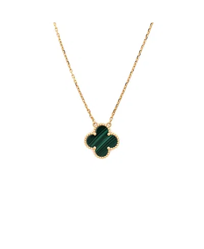 Pre-owned Pre-owned Van Cleef & Arpels  Van Cleef & Arpels Vintage Alhambra Pendant Necklace 18k Gold And Malachite, 16.25"