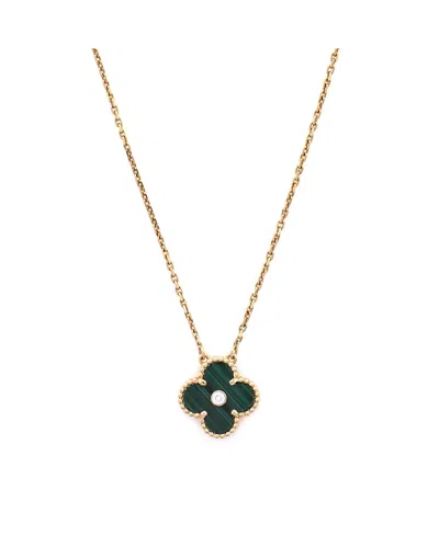 Pre-owned Pre-owned Van Cleef & Arpels  Van Cleef & Arpels Vintage Alhambra Pendant Necklace 18k Gold And Malachite With Diamond, 