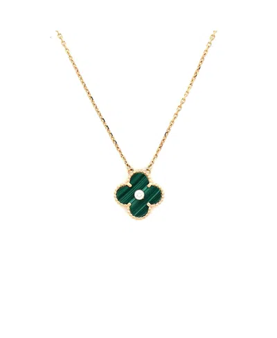Pre-owned Pre-owned Van Cleef & Arpels  Van Cleef & Arpels Vintage Alhambra Pendant Necklace 18k Gold And Malachite With Diamond, 