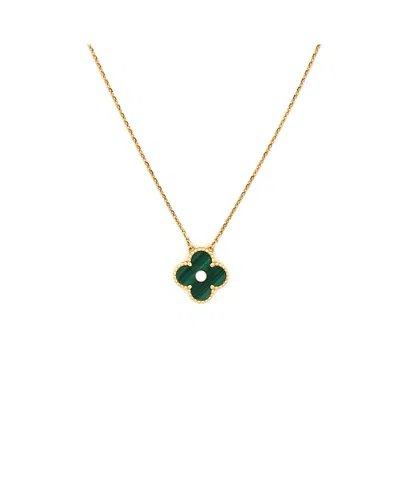 Pre-owned Pre-owned Van Cleef & Arpels  Van Cleef & Arpels Vintage Alhambra Pendant Necklace 18k Gold And Malachite With Diamond, 