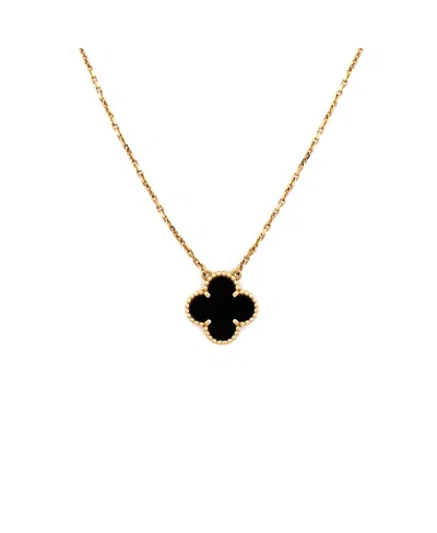 Pre-owned Pre-owned Van Cleef & Arpels  Van Cleef & Arpels Vintage Alhambra Pendant Necklace 18k Gold And Onyx, 16