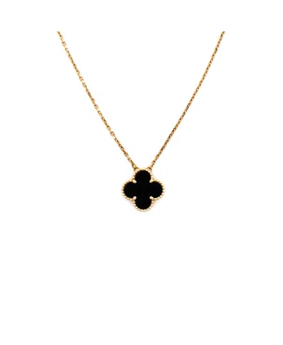 Pre-owned Pre-owned Van Cleef & Arpels  Van Cleef & Arpels Vintage Alhambra Pendant Necklace 18k Gold And Onyx, 16