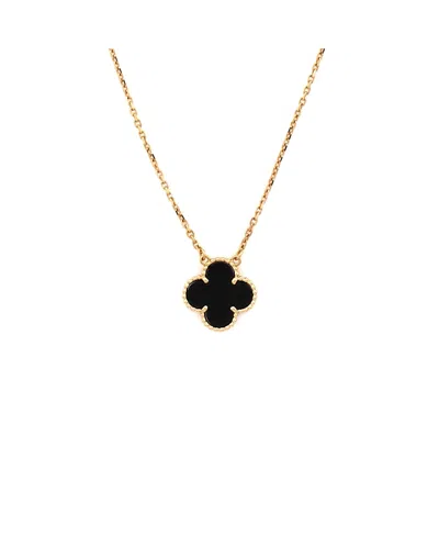 Pre-owned Pre-owned Van Cleef & Arpels  Van Cleef & Arpels Vintage Alhambra Pendant Necklace 18k Gold And Onyx, 16