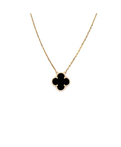 Pre-owned Pre-owned Van Cleef & Arpels  Van Cleef & Arpels Vintage Alhambra Pendant Necklace 18k Gold And Onyx, 16.25"