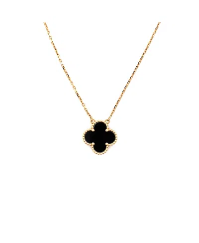 Pre-owned Pre-owned Van Cleef & Arpels  Van Cleef & Arpels Vintage Alhambra Pendant Necklace 18k Gold And Onyx, 16.25