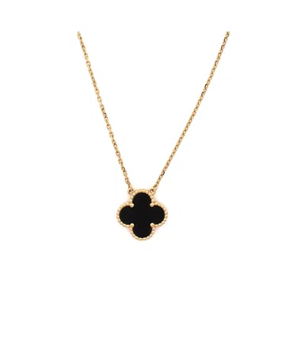 Pre-owned Pre-owned Van Cleef & Arpels  Van Cleef & Arpels Vintage Alhambra Pendant Necklace 18k Gold And Onyx, 16.25