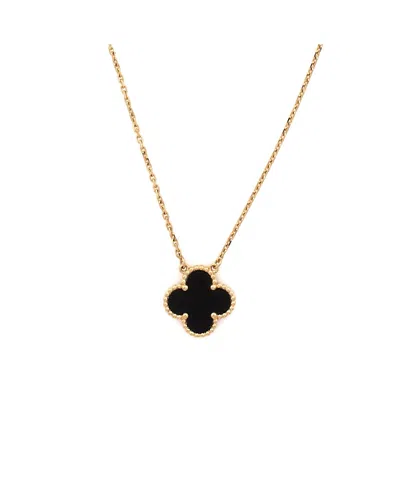 Pre-owned Pre-owned Van Cleef & Arpels  Van Cleef & Arpels Vintage Alhambra Pendant Necklace 18k Gold And Onyx, 16.25