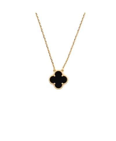 Pre-owned Pre-owned Van Cleef & Arpels  Van Cleef & Arpels Vintage Alhambra Pendant Necklace 18k Gold And Onyx, 16.25