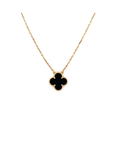 Pre-owned Pre-owned Van Cleef & Arpels  Van Cleef & Arpels Vintage Alhambra Pendant Necklace 18k Gold And Onyx, 16.25