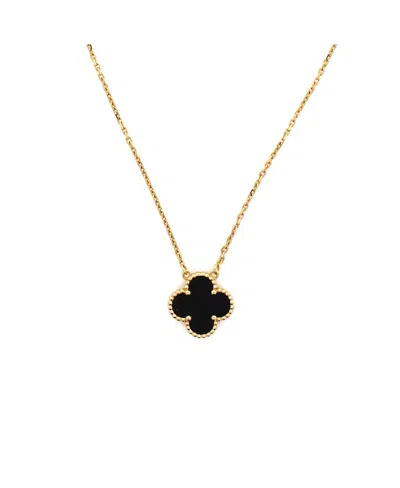 Pre-owned Pre-owned Van Cleef & Arpels  Van Cleef & Arpels Vintage Alhambra Pendant Necklace 18k Gold And Onyx, 16.25