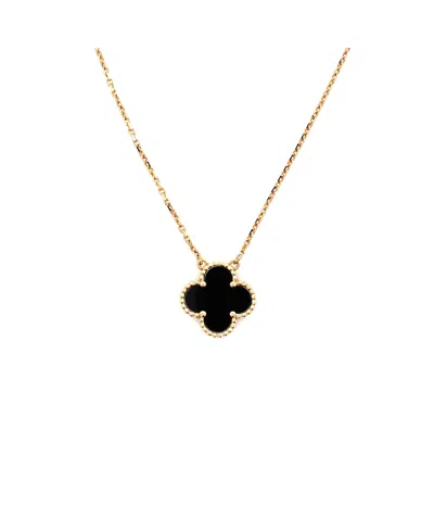 Pre-owned Pre-owned Van Cleef & Arpels  Van Cleef & Arpels Vintage Alhambra Pendant Necklace 18k Gold And Onyx, 16.25"