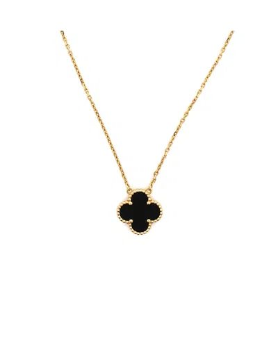 Pre-owned Pre-owned Van Cleef & Arpels  Van Cleef & Arpels Vintage Alhambra Pendant Necklace 18k Gold And Onyx, 16.5