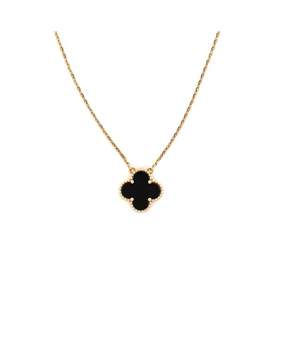 Pre-owned Pre-owned Van Cleef & Arpels  Van Cleef & Arpels Vintage Alhambra Pendant Necklace 18k Gold And Onyx, 16.5