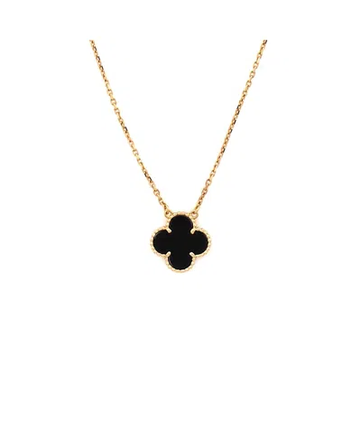 Pre-owned Pre-owned Van Cleef & Arpels  Van Cleef & Arpels Vintage Alhambra Pendant Necklace 18k Gold And Onyx, 16.5
