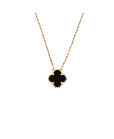 Pre-owned Pre-owned Van Cleef & Arpels  Van Cleef & Arpels Vintage Alhambra Pendant Necklace 18k Gold And Onyx, 16.5"