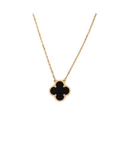 Pre-owned Pre-owned Van Cleef & Arpels  Van Cleef & Arpels Vintage Alhambra Pendant Necklace 18k Gold And Onyx, 16.5"