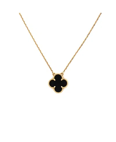 Pre-owned Pre-owned Van Cleef & Arpels  Van Cleef & Arpels Vintage Alhambra Pendant Necklace 18k Gold And Onyx, 16.5