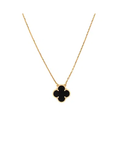 Pre-owned Pre-owned Van Cleef & Arpels  Van Cleef & Arpels Vintage Alhambra Pendant Necklace 18k Gold And Onyx, 16.5