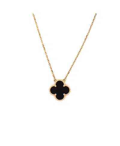 Pre-owned Pre-owned Van Cleef & Arpels  Van Cleef & Arpels Vintage Alhambra Pendant Necklace 18k Gold And Onyx, 16.5