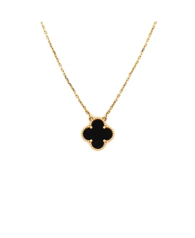 Pre-owned Pre-owned Van Cleef & Arpels  Van Cleef & Arpels Vintage Alhambra Pendant Necklace 18k Gold And Onyx, 16.5