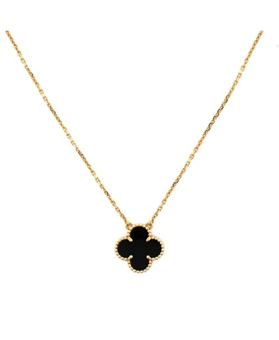 Pre-owned Pre-owned Van Cleef & Arpels  Van Cleef & Arpels Vintage Alhambra Pendant Necklace 18k Gold And Onyx, 16.5