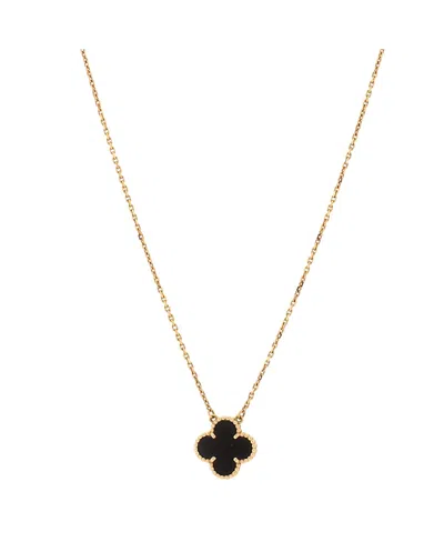 Pre-owned Pre-owned Van Cleef & Arpels  Van Cleef & Arpels Vintage Alhambra Pendant Necklace 18k Gold And Onyx, 16.5