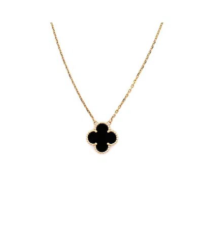 Pre-owned Pre-owned Van Cleef & Arpels  Van Cleef & Arpels Vintage Alhambra Pendant Necklace 18k Gold And Onyx, 18.25"