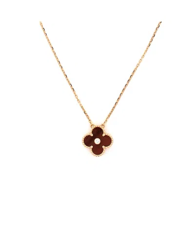 Pre-owned Pre-owned Van Cleef & Arpels  Van Cleef & Arpels Vintage Alhambra Pendant Necklace 18k Rose Gold And Bull's Eye With Dia In Pink
