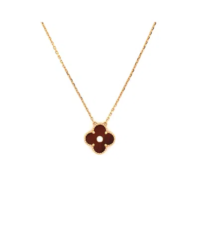 Pre-owned Pre-owned Van Cleef & Arpels  Van Cleef & Arpels Vintage Alhambra Pendant Necklace 18k Rose Gold And Bull's Eye With Dia In Pink