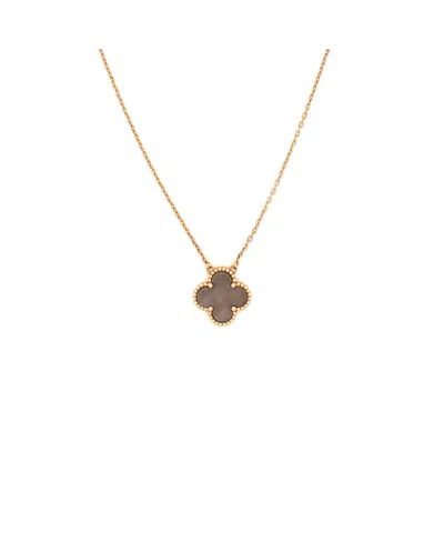 Pre-owned Pre-owned Van Cleef & Arpels  Van Cleef & Arpels Vintage Alhambra Pendant Necklace 18k Rose Gold And Grey Mother Of Pear In Pink