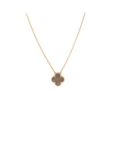 Pre-owned Pre-owned Van Cleef & Arpels  Van Cleef & Arpels Vintage Alhambra Pendant Necklace 18k Rose Gold And Grey Mother Of Pear In Pink