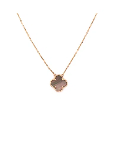 Pre-owned Pre-owned Van Cleef & Arpels  Van Cleef & Arpels Vintage Alhambra Pendant Necklace 18k Rose Gold And Grey Mother Of Pear In Pink