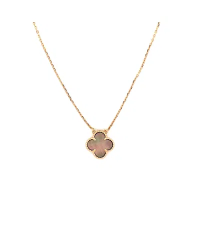 Pre-owned Pre-owned Van Cleef & Arpels  Van Cleef & Arpels Vintage Alhambra Pendant Necklace 18k Rose Gold And Grey Mother Of Pear In Pink