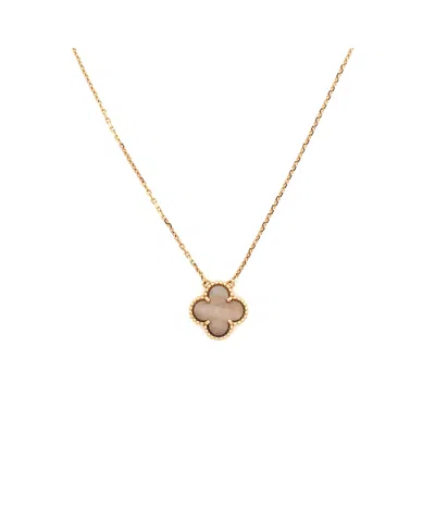 Pre-owned Pre-owned Van Cleef & Arpels  Van Cleef & Arpels Vintage Alhambra Pendant Necklace 18k Rose Gold And Grey Mother Of Pear In Pink