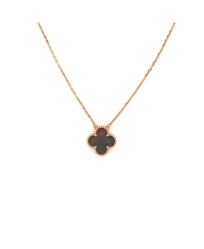 Pre-owned Pre-owned Van Cleef & Arpels  Van Cleef & Arpels Vintage Alhambra Pendant Necklace 18k Rose Gold And Grey Mother Of Pear In Pink