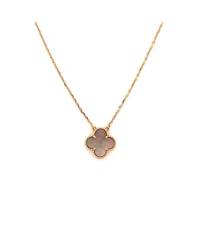 Pre-owned Pre-owned Van Cleef & Arpels  Van Cleef & Arpels Vintage Alhambra Pendant Necklace 18k Rose Gold And Grey Mother Of Pear In Pink