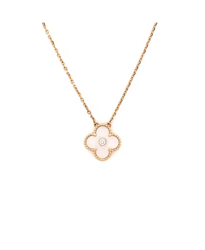 Pre-owned Pre-owned Van Cleef & Arpels  Van Cleef & Arpels Vintage Alhambra Pendant Necklace 18k Rose Gold And White Mother Of Pea In Pink