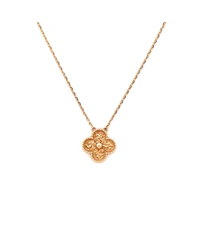 Pre-owned Pre-owned Van Cleef & Arpels  Van Cleef & Arpels Vintage Alhambra Pendant Necklace 18k Rose Gold In Pink