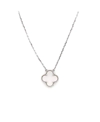 Pre-owned Pre-owned Van Cleef & Arpels  Van Cleef & Arpels Vintage Alhambra Pendant Necklace 18k White Gold And Mother Of Pearl, 1