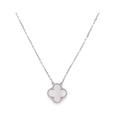 Pre-owned Pre-owned Van Cleef & Arpels  Van Cleef & Arpels Vintage Alhambra Pendant Necklace 18k White Gold And Mother Of Pearl, 1