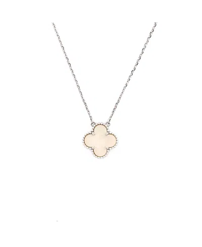 Pre-owned Pre-owned Van Cleef & Arpels  Van Cleef & Arpels Vintage Alhambra Pendant Necklace 18k White Gold And Mother Of Pearl, 1