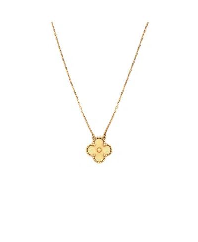 Pre-owned Pre-owned Van Cleef & Arpels  Van Cleef & Arpels Vintage Alhambra Pendant Necklace Guilloche 18k Gold