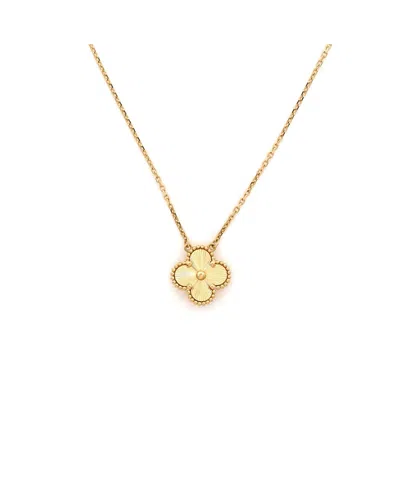 Pre-owned Pre-owned Van Cleef & Arpels  Van Cleef & Arpels Vintage Alhambra Pendant Necklace Guilloche 18k Gold