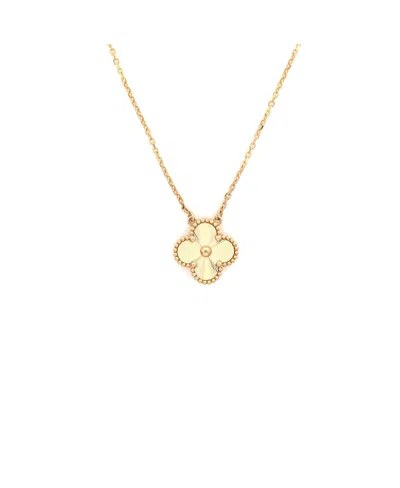 Pre-owned Pre-owned Van Cleef & Arpels  Van Cleef & Arpels Vintage Alhambra Pendant Necklace Guilloche 18k Gold, 16.25