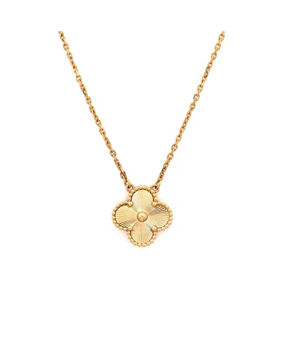 Pre-owned Pre-owned Van Cleef & Arpels  Van Cleef & Arpels Vintage Alhambra Pendant Necklace Guilloche 18k Gold, 16.25