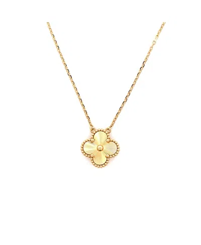 Pre-owned Pre-owned Van Cleef & Arpels  Van Cleef & Arpels Vintage Alhambra Pendant Necklace Guilloche 18k Gold, 16.25