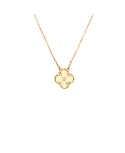 Pre-owned Pre-owned Van Cleef & Arpels  Van Cleef & Arpels Vintage Alhambra Pendant Necklace Guilloche 18k Gold, 16.5