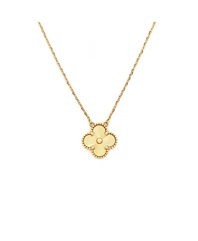 Pre-owned Pre-owned Van Cleef & Arpels  Van Cleef & Arpels Vintage Alhambra Pendant Necklace Guilloche 18k Gold, 16.5