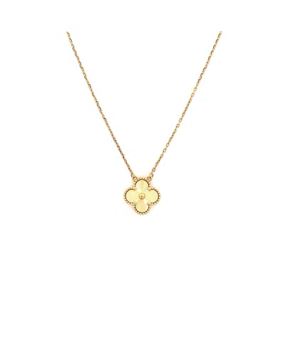Pre-owned Pre-owned Van Cleef & Arpels  Van Cleef & Arpels Vintage Alhambra Pendant Necklace Guilloche 18k Gold, 18.5